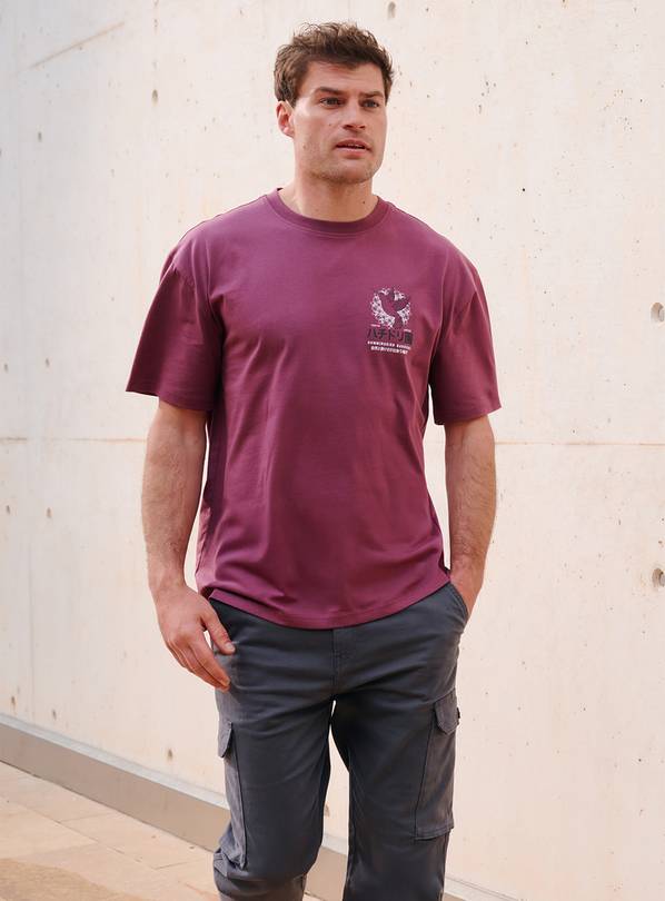 Dark Red Graphic Relaxed T-Shirt M